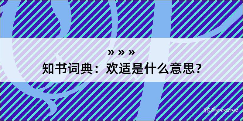 知书词典：欢适是什么意思？