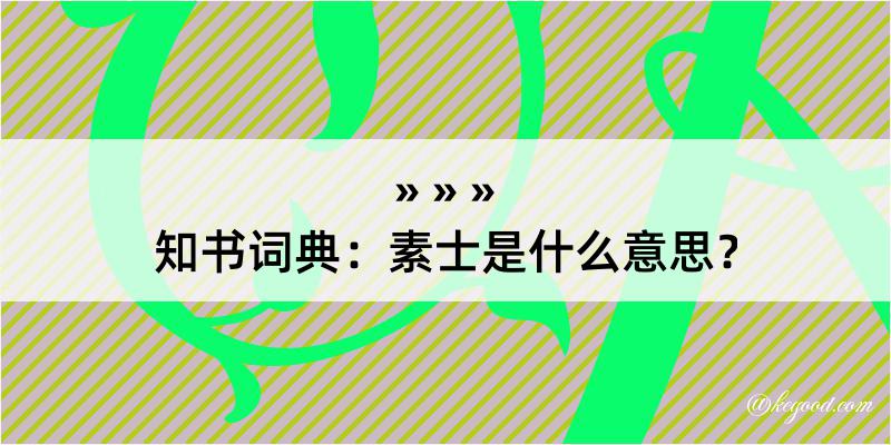 知书词典：素士是什么意思？