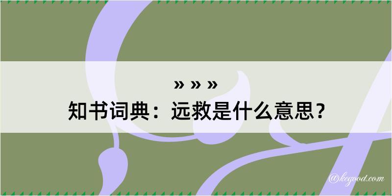 知书词典：远救是什么意思？