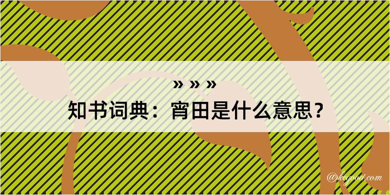 知书词典：宵田是什么意思？