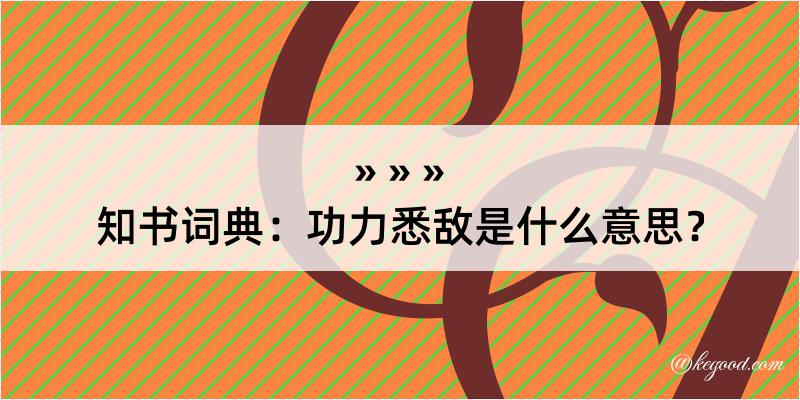 知书词典：功力悉敌是什么意思？