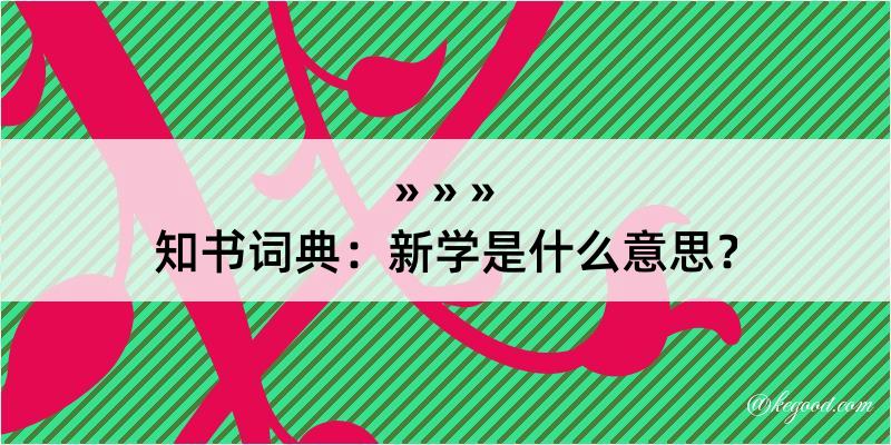 知书词典：新学是什么意思？