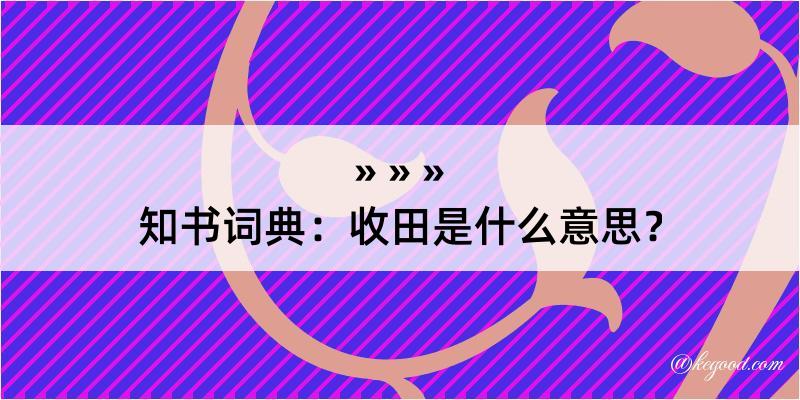 知书词典：收田是什么意思？