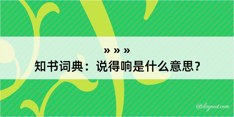 知书词典：说得响是什么意思？