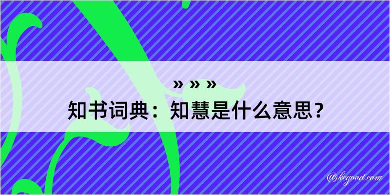 知书词典：知慧是什么意思？