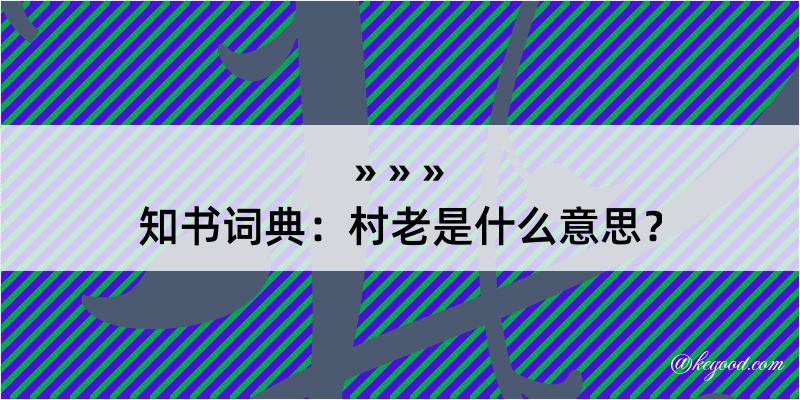 知书词典：村老是什么意思？