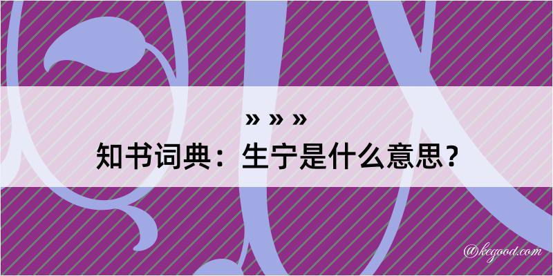 知书词典：生宁是什么意思？