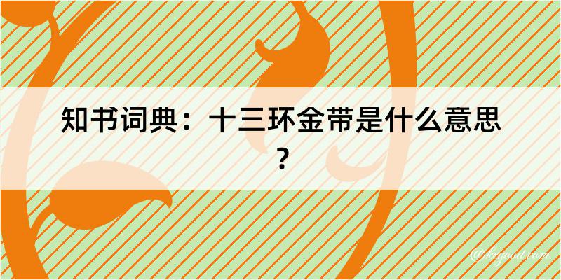 知书词典：十三环金带是什么意思？