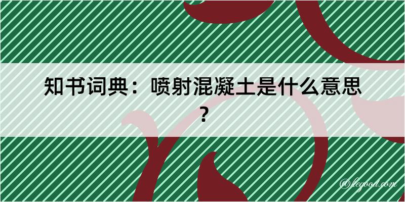 知书词典：喷射混凝土是什么意思？