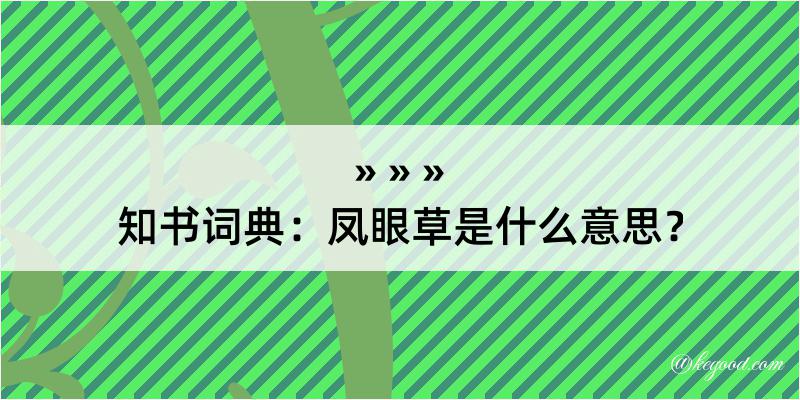 知书词典：凤眼草是什么意思？