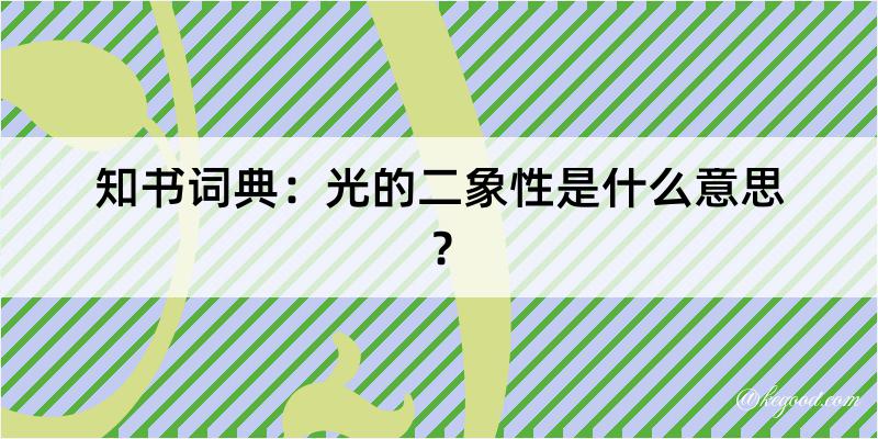 知书词典：光的二象性是什么意思？