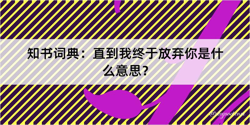 知书词典：直到我终于放弃你是什么意思？