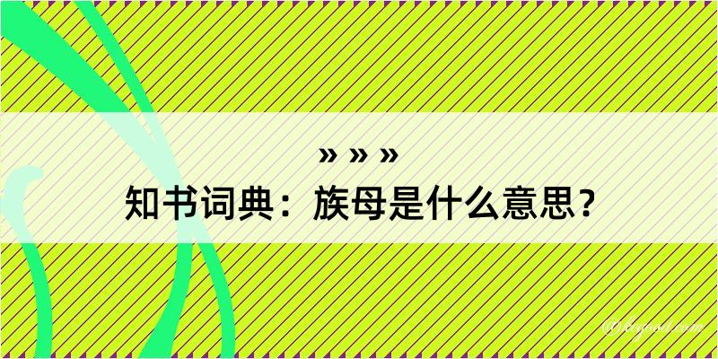 知书词典：族母是什么意思？