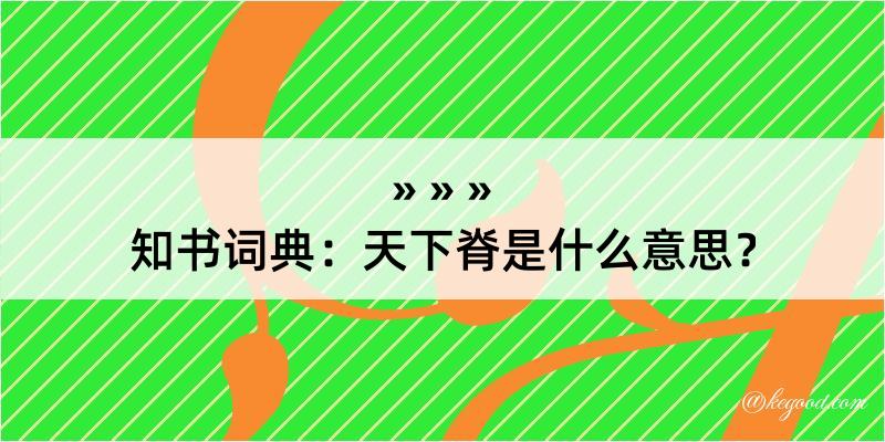 知书词典：天下脊是什么意思？