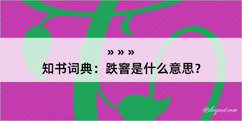 知书词典：跌窨是什么意思？