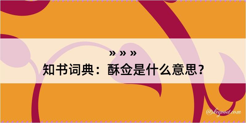 知书词典：酥佥是什么意思？