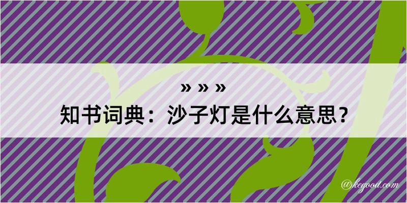 知书词典：沙子灯是什么意思？