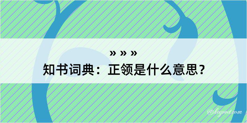 知书词典：正领是什么意思？