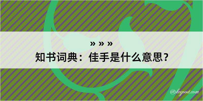 知书词典：佳手是什么意思？