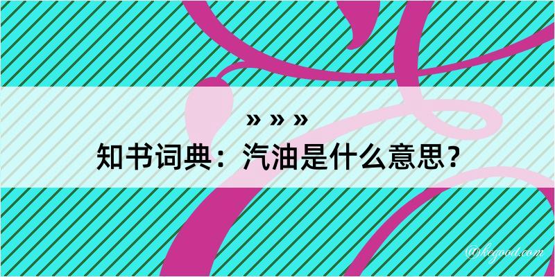 知书词典：汽油是什么意思？