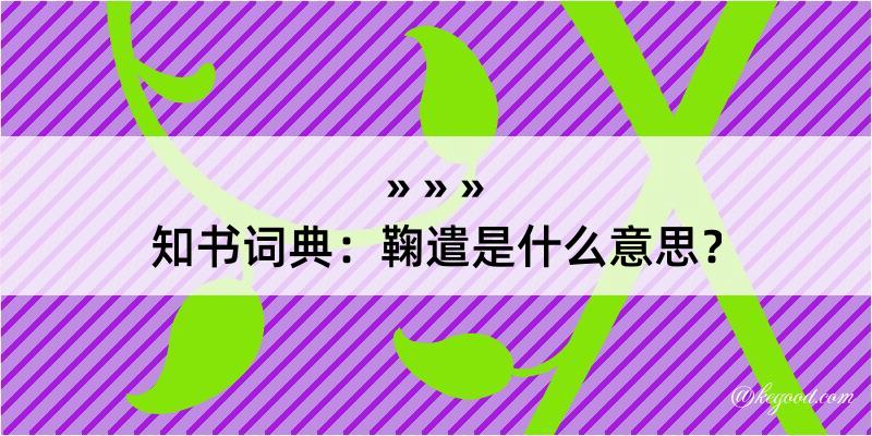 知书词典：鞠遣是什么意思？