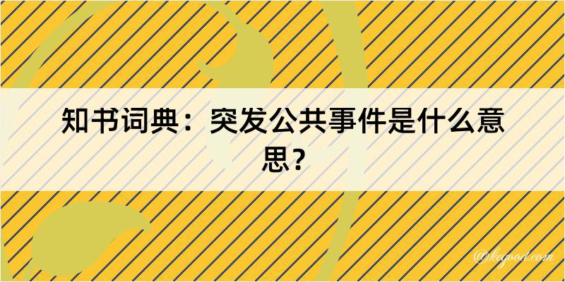 知书词典：突发公共事件是什么意思？