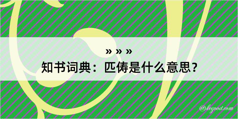 知书词典：匹俦是什么意思？