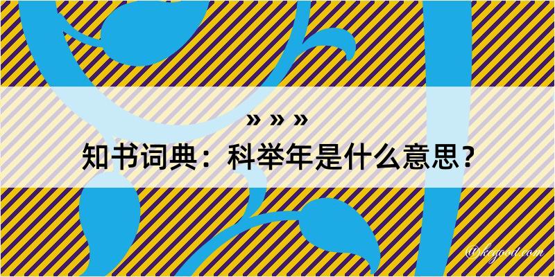 知书词典：科举年是什么意思？