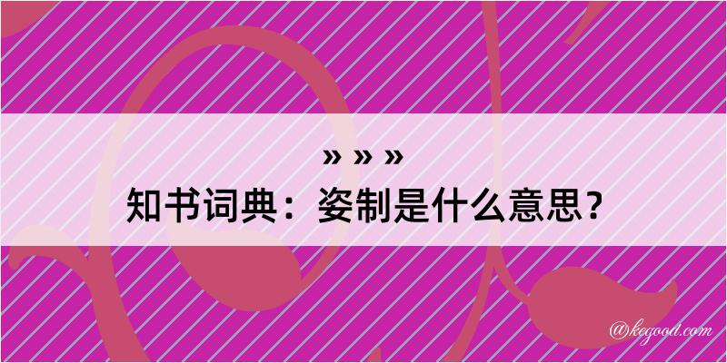 知书词典：姿制是什么意思？