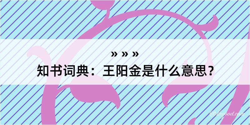 知书词典：王阳金是什么意思？