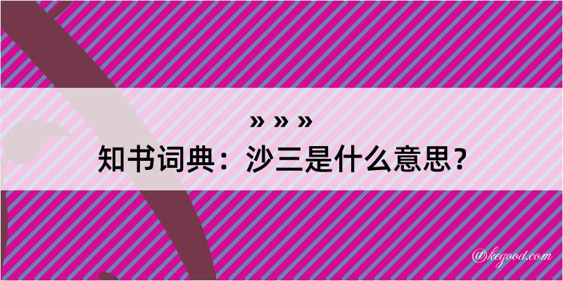 知书词典：沙三是什么意思？