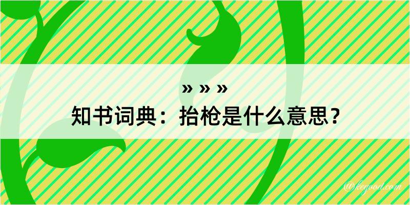 知书词典：抬枪是什么意思？