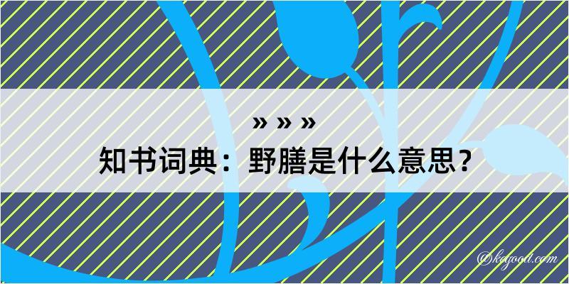 知书词典：野膳是什么意思？