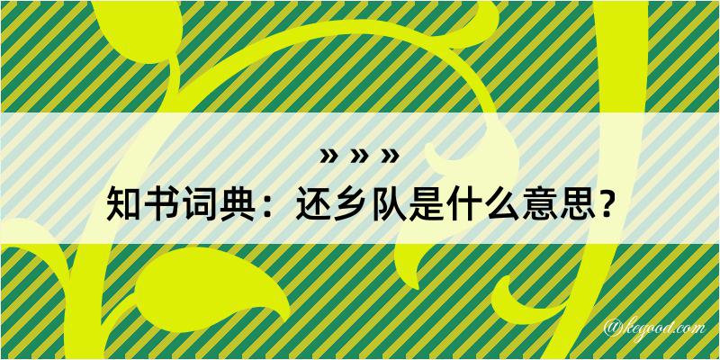 知书词典：还乡队是什么意思？