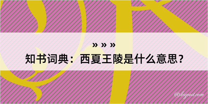 知书词典：西夏王陵是什么意思？