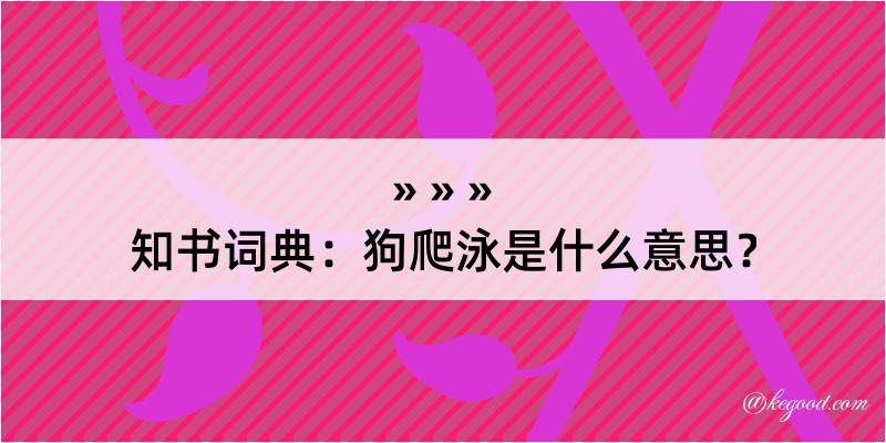 知书词典：狗爬泳是什么意思？