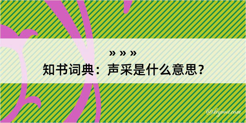 知书词典：声采是什么意思？