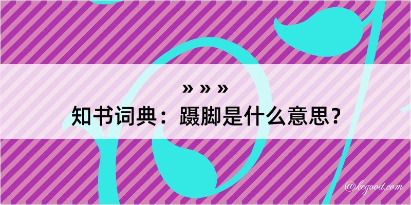 知书词典：蹑脚是什么意思？