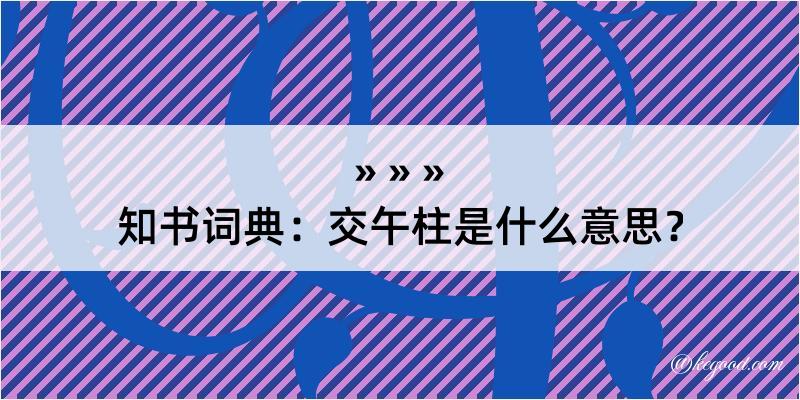 知书词典：交午柱是什么意思？