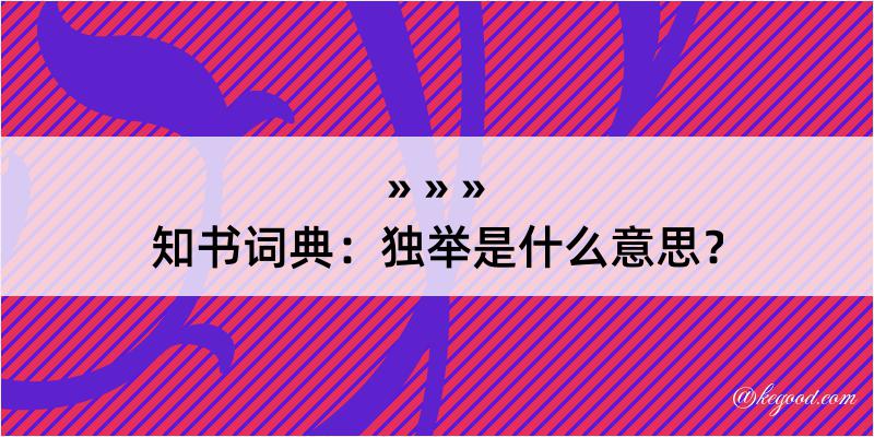 知书词典：独举是什么意思？