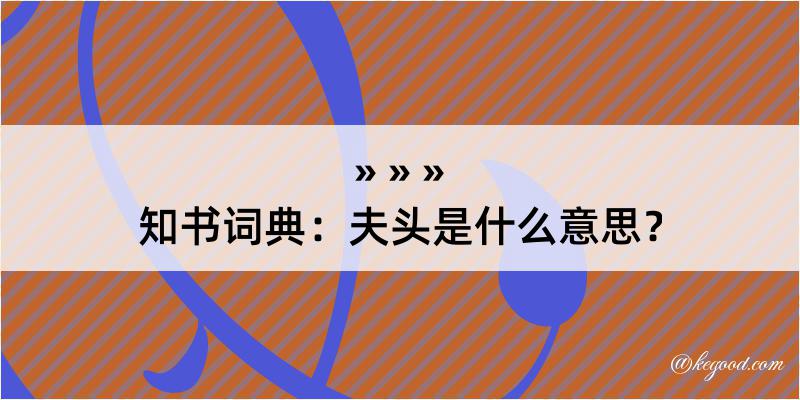 知书词典：夫头是什么意思？