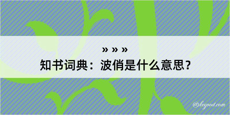 知书词典：波俏是什么意思？