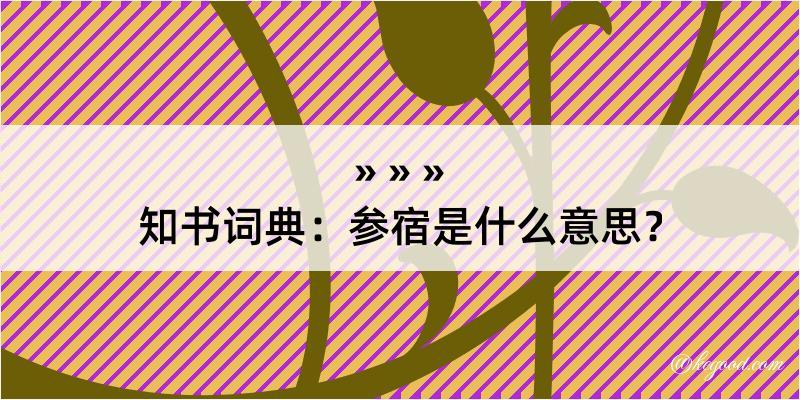 知书词典：参宿是什么意思？