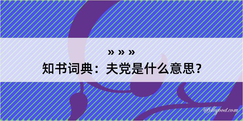 知书词典：夫党是什么意思？