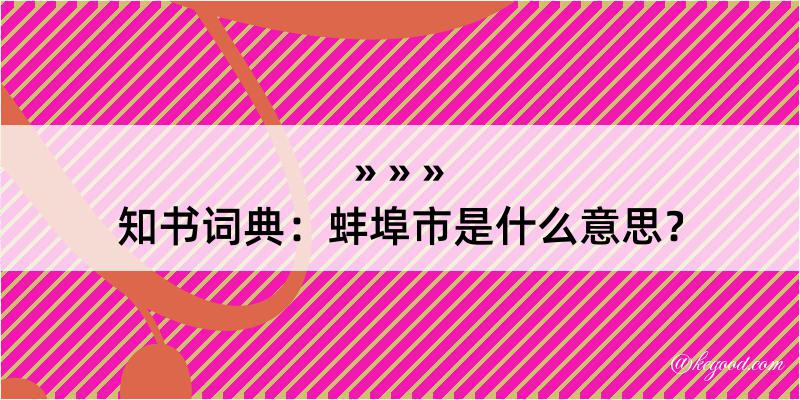 知书词典：蚌埠市是什么意思？