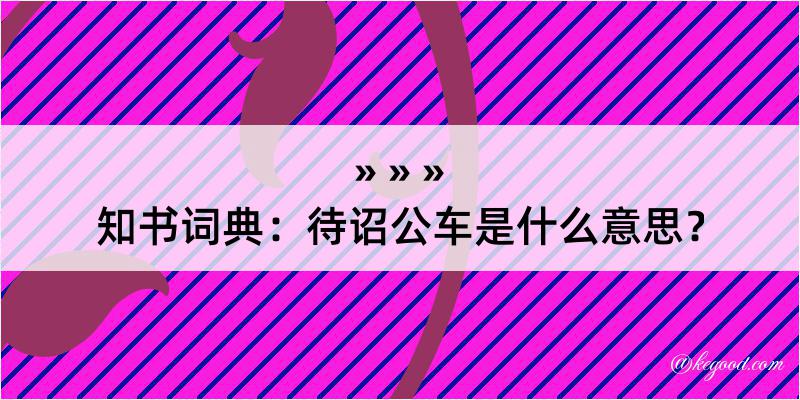 知书词典：待诏公车是什么意思？