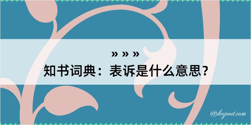 知书词典：表诉是什么意思？