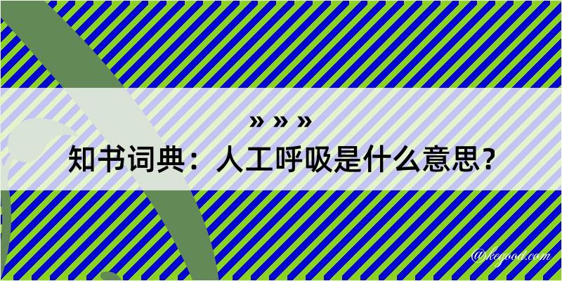 知书词典：人工呼吸是什么意思？