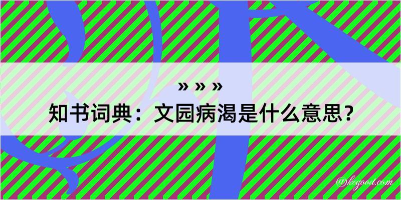 知书词典：文园病渴是什么意思？