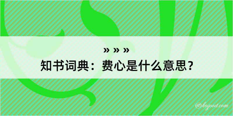 知书词典：费心是什么意思？